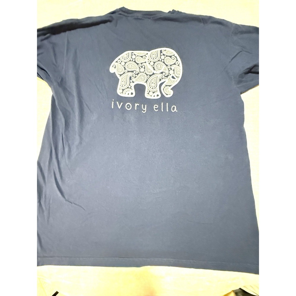 Ivory Ella Navy Blue Cotton Long Sleeve Elephant T-shirt Size XL With Pocket.